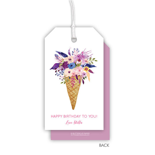 Purple Floral Cone Hanging Gift Tags